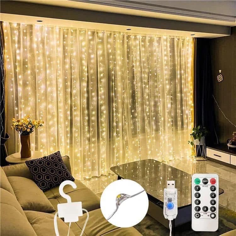 led lumineux pour rideau 3m sur 3m avec télécommande