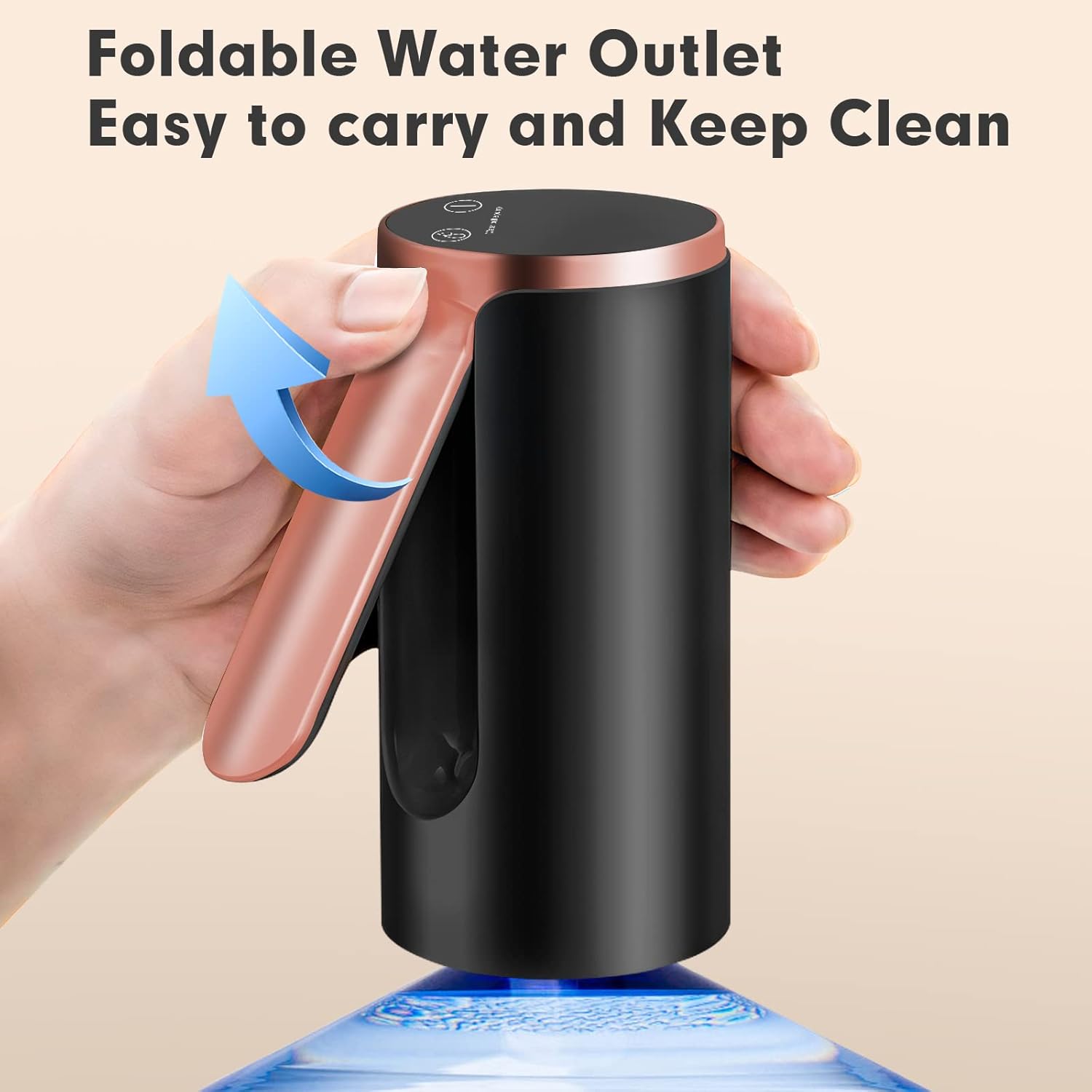Distributeur d'eau de bureau avec base amovible, pour bouteille de 5 gallons, pompe à eau électrique portable et pliable avec chargement USB pour camping, pique-nique, maison, bureau (noir)