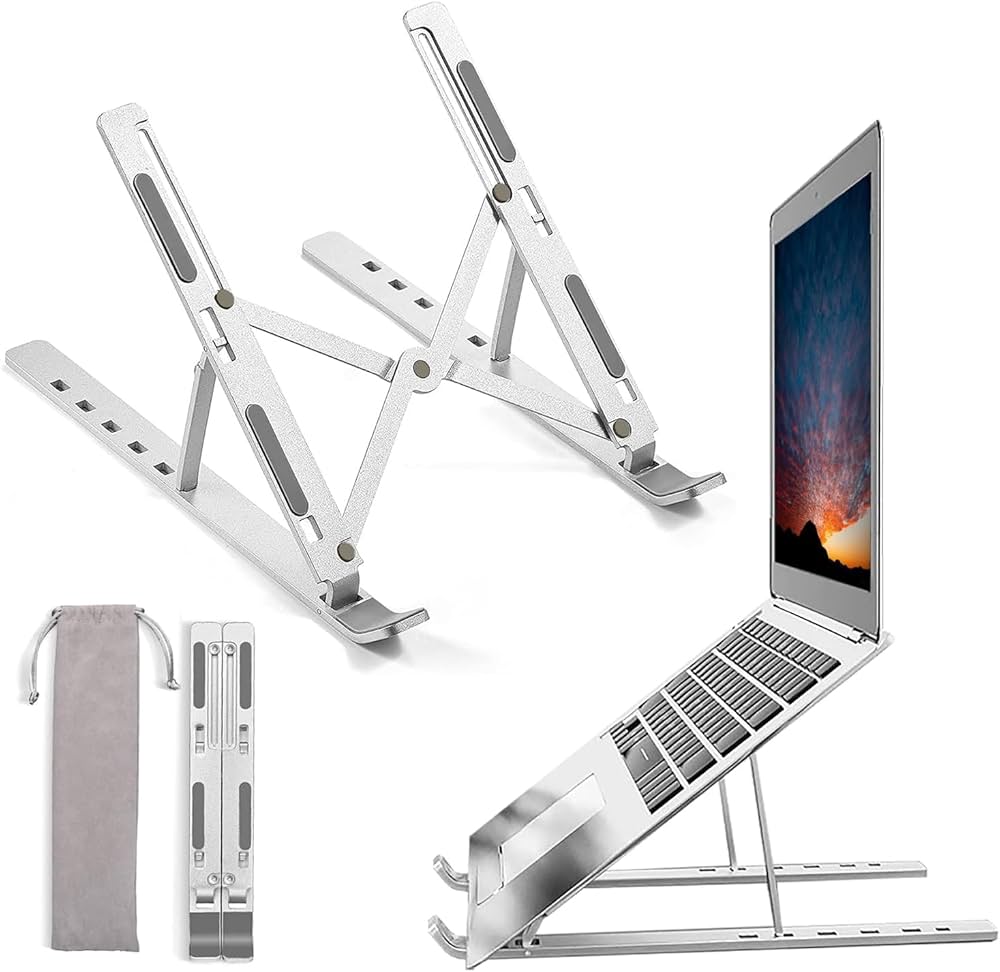 Support PC Portable Pliable Aluminium - Réglable 7 Niveaux