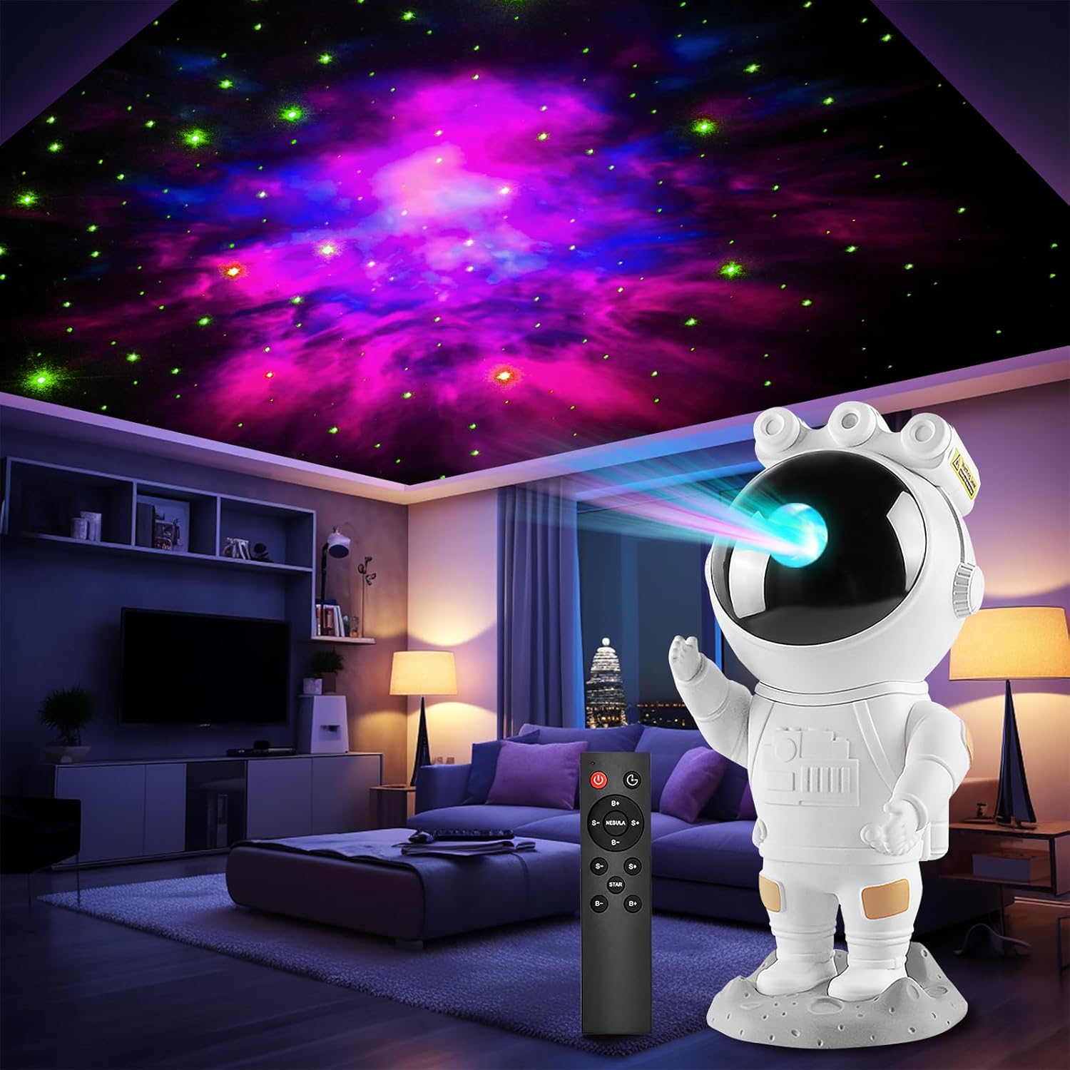 Projecteur Galaxie Astronaute LED - Veilleuse Étoiles avec Télécommande