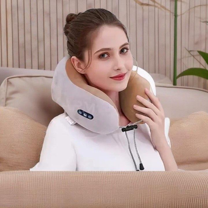 Coussin de massage cervical en U – 3 modes de vibration, soutien nuque & épaules
